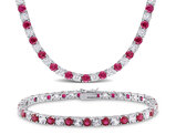 47 Carat (ctw) Lab-Created Ruby and White Sapphire Bracelet and Necklace in Sterling Silver